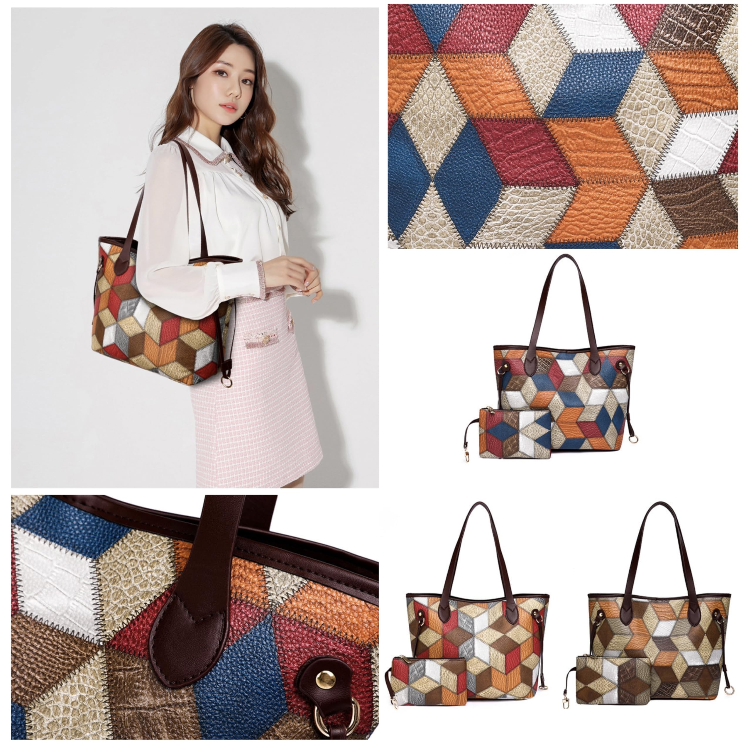 BARAK WATCHES Women's Shoulder Bags Satchel Handbags, Tote Bag for Women Top Handle Satchel Purse And Handbag Set (Brown)