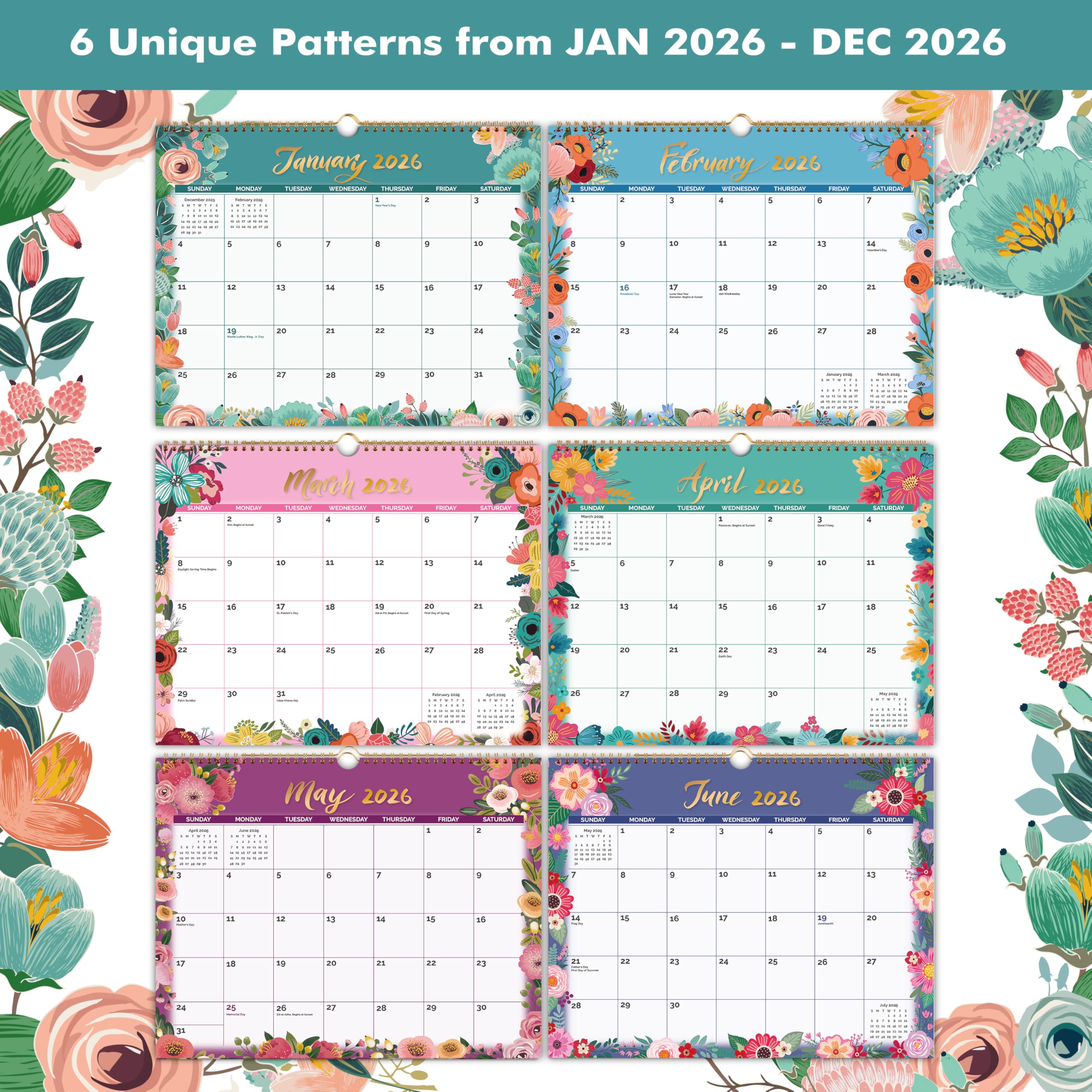 Amazon.com: 2026 Wall Calendar - 2026 Calendar covers 12 Months
