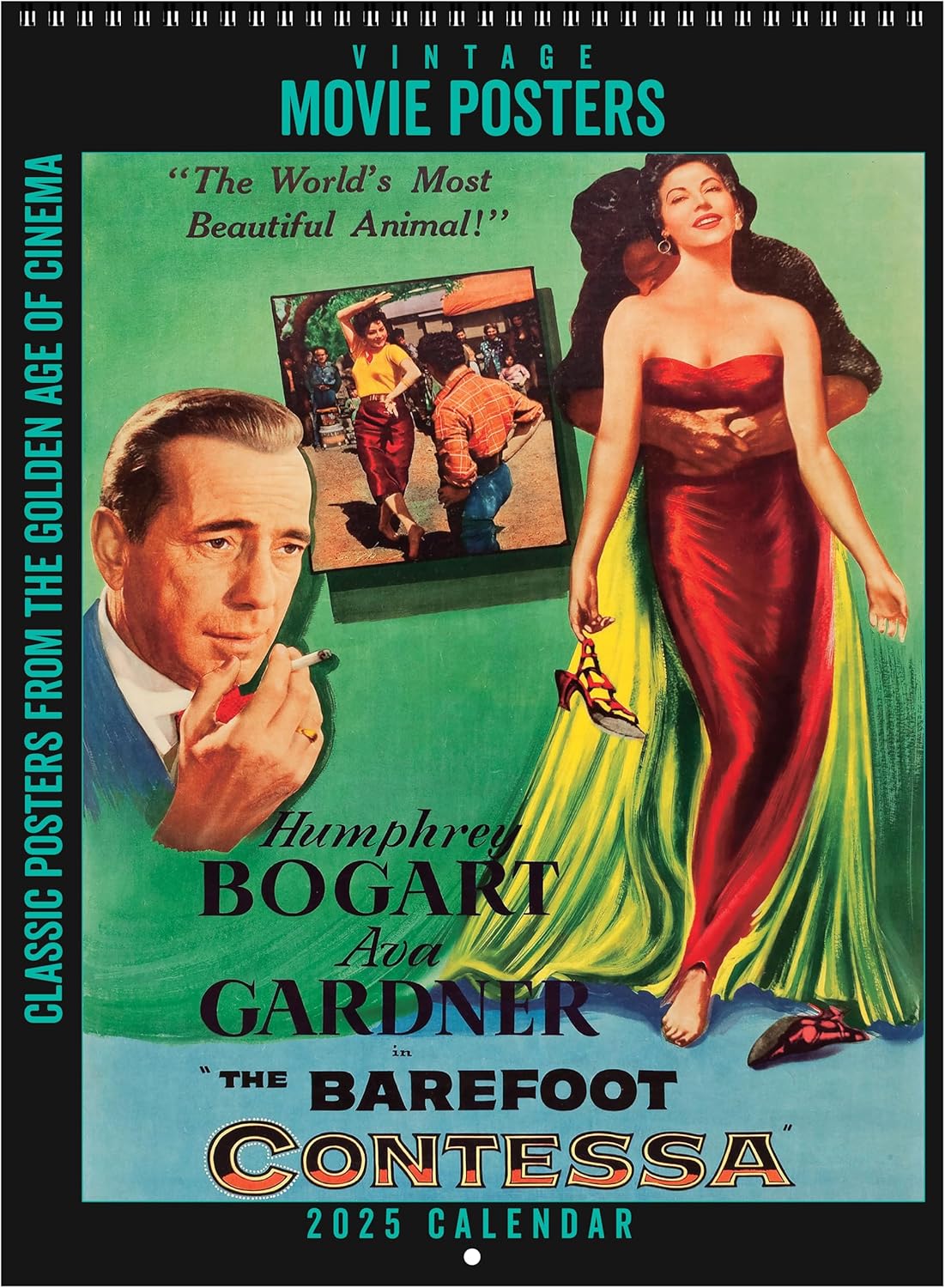 Asgard Press 2025 Vintage Movie Posters Calendar, 16 Months, Frame-Ready Classic Movie Poster Art, 11”x30” (Size When Open)