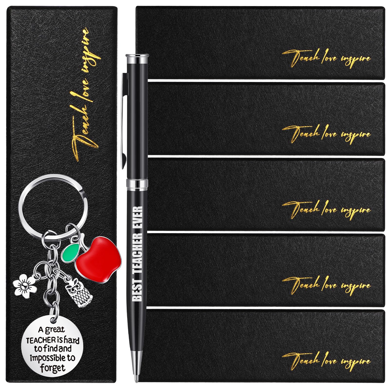 Geyoga Christmas Teacher Appreciation Gifts Inspirational Ballpoint Pens with Boxes Motivational Quote Keychains Bulk Thank You Gifts for Best