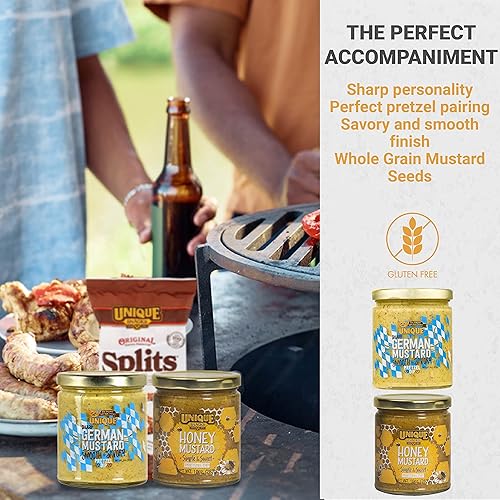 Miniatura 6 de Unique Snacks Paquete de 2 salsas y untables de mostaza, 1 mostaza alemana y 1 mostaza de miel, sin OMG, sabrosa, salsa versátil