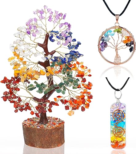 Árbol de la vida de cristal de lapislázuli - Árbol de chakras - Árbol de Feng Shui - Árbol de piedras preciosas hecho a mano - Árbol de dinero de