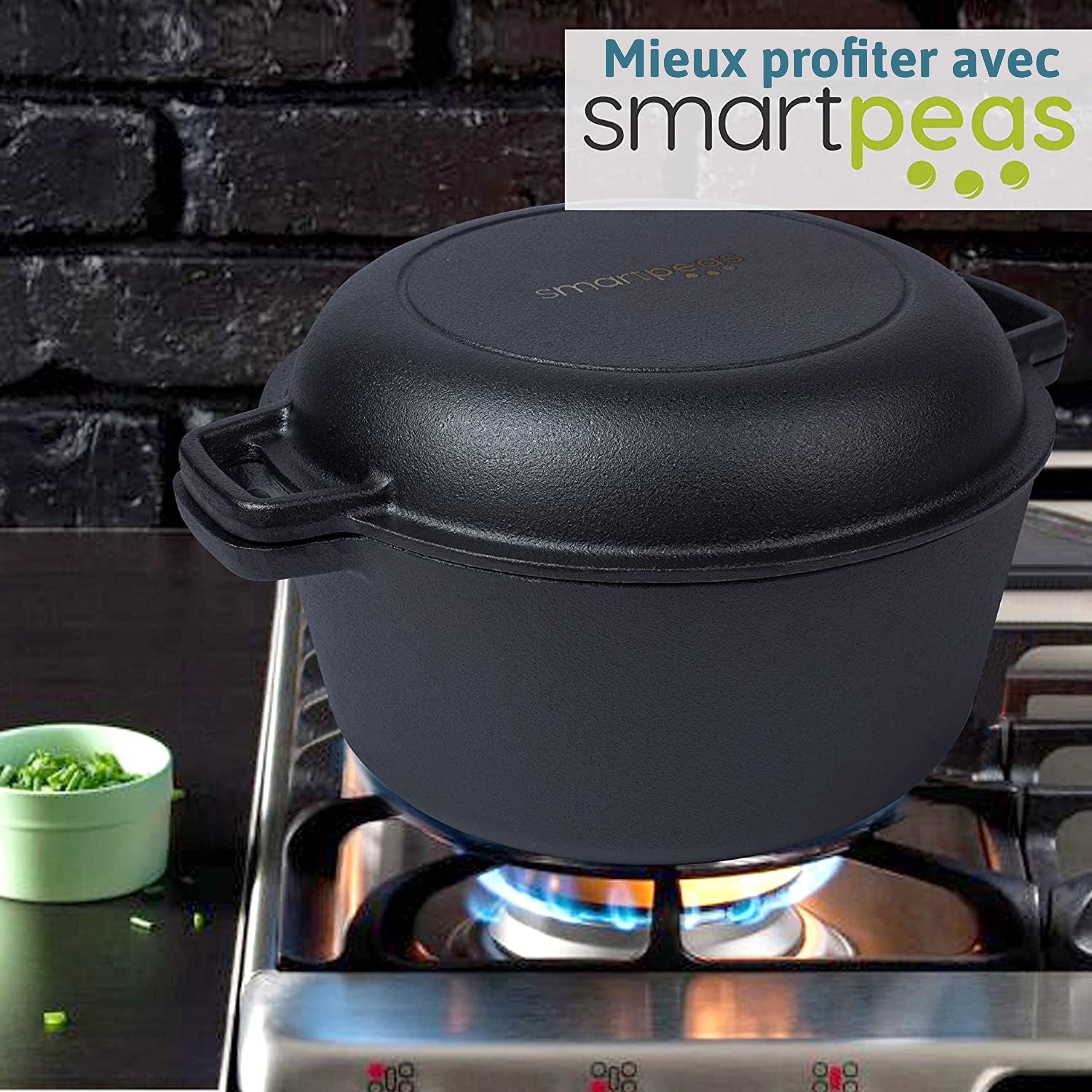 Cocotte En Fonte Avec Couvercle - Casserole Profonde En Fonte Avec Couvercle – Marmite En Fonte + Gants De Cuisine