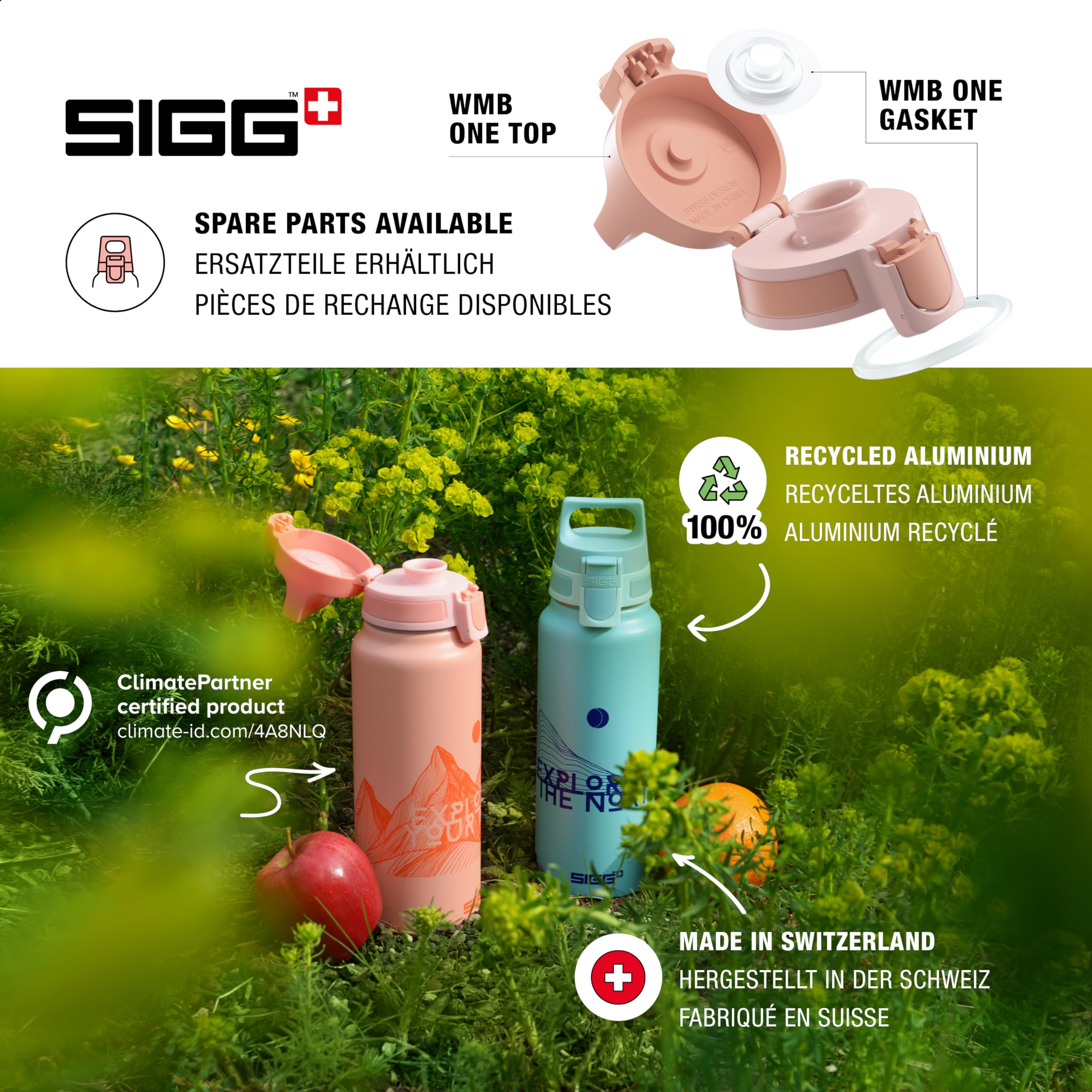 SIGG - Gourde Aluminium - WMB Pathfinder - Certifiée Neutre En CO2 - Convient Aux Boissons Gazeuses - Étanche & Légère - Sans BPA - 1L