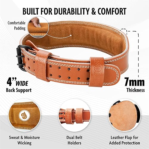 Miniatura 4 de Cinturón DMoose con hebilla de piel auténtica para weightlifting, para hombre y mujer, de 10cm y 15cm, corrector de postura para entrenamiento en