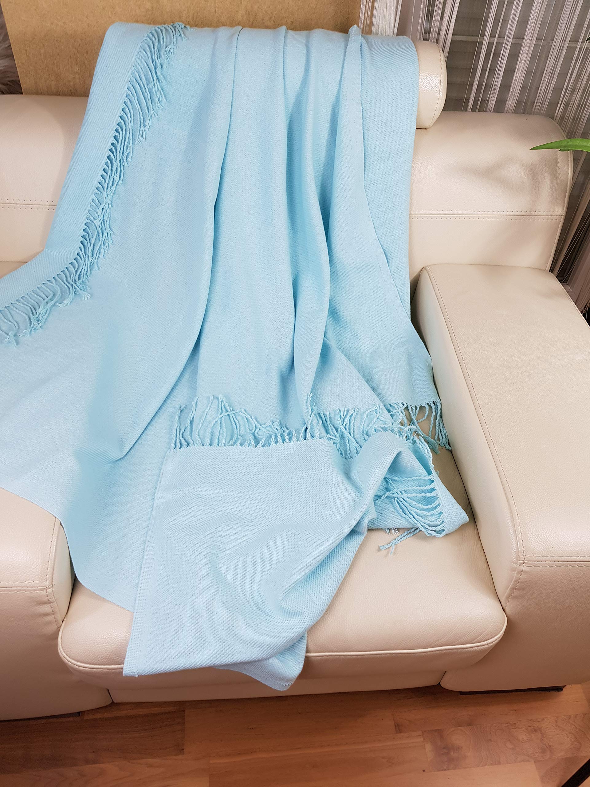 Coperta Plaid In Cotone 100% 'Rio' Con Frange, 140x170 Cm, Morbida E Traspirante, Peso 270 G/m², Prodotto Di Qualità - 6