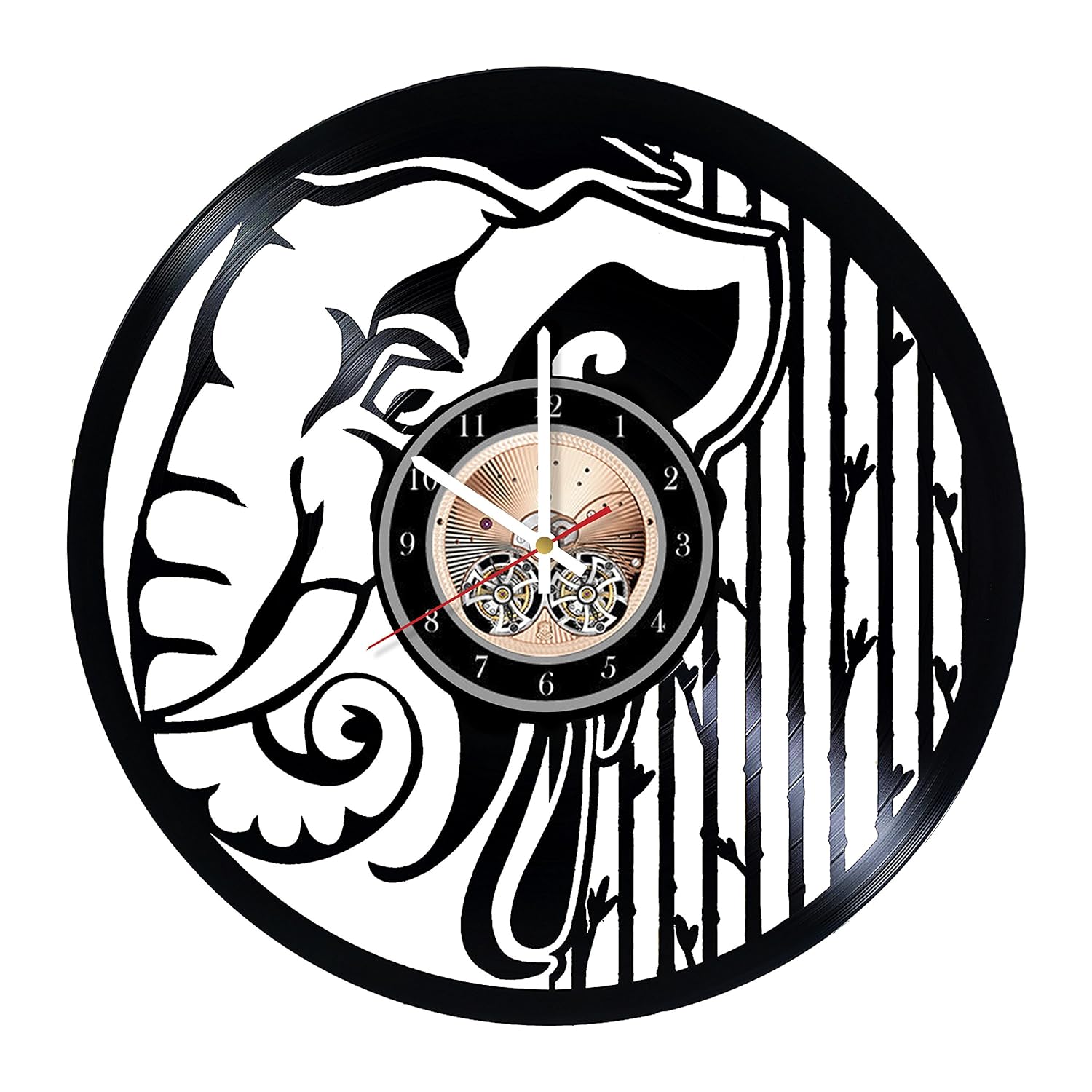 Elephant African Animal Vinyl Record Wall Clock, Elephant Wall Art, Elephant Wall