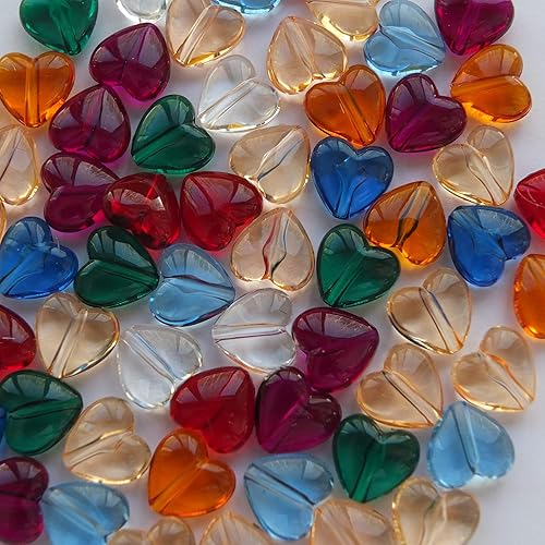 Jewel Heart Beads Mezcla de Color Acrílico Pulido 0.394 in Pack50 Hecho en Estados Unidos