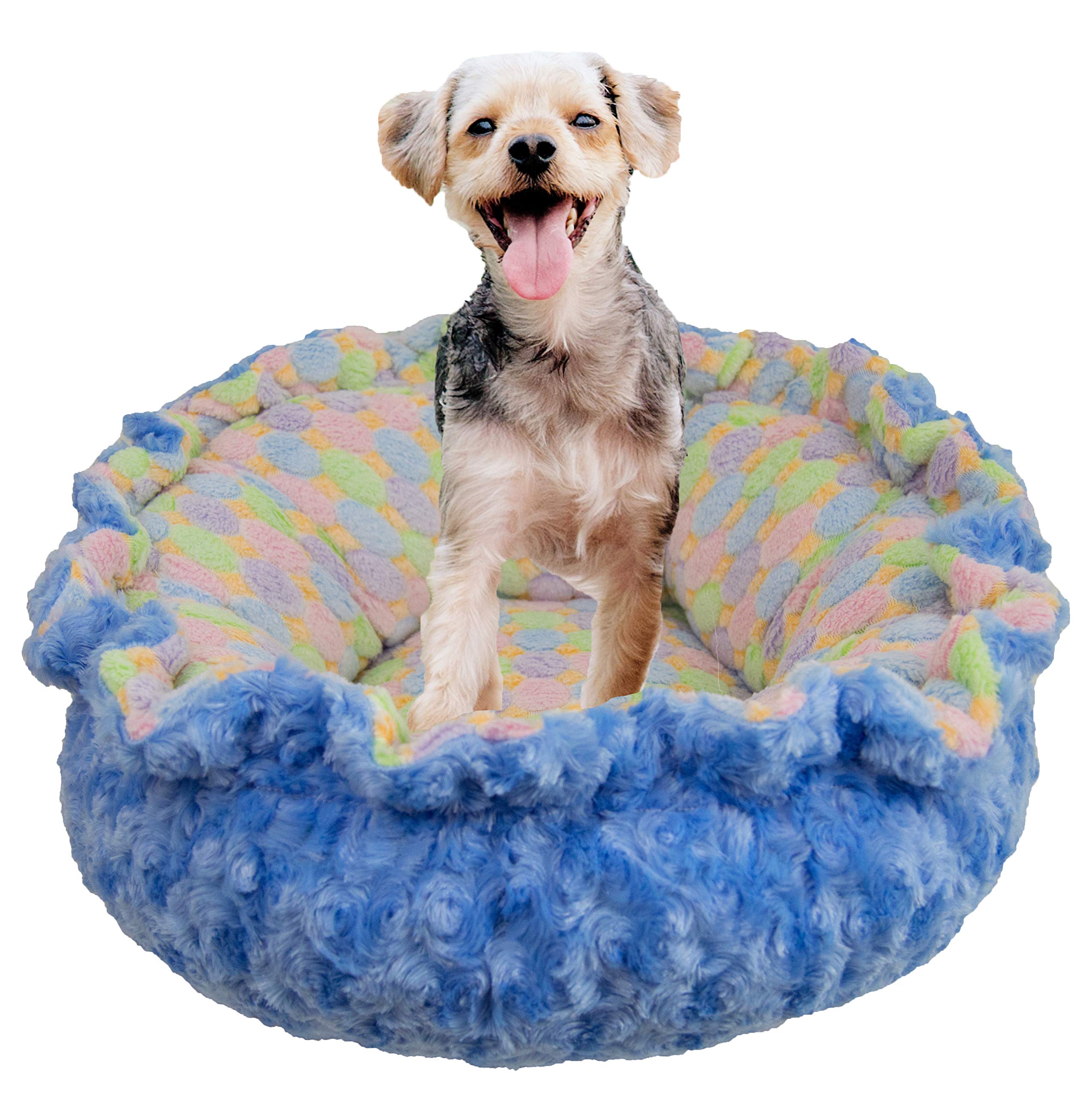Bessie and Barnie Ultra Plush Ice Cream/Blue Sky Deluxe Luxury Dog/Pet Lily Pod Bed Machine Washable