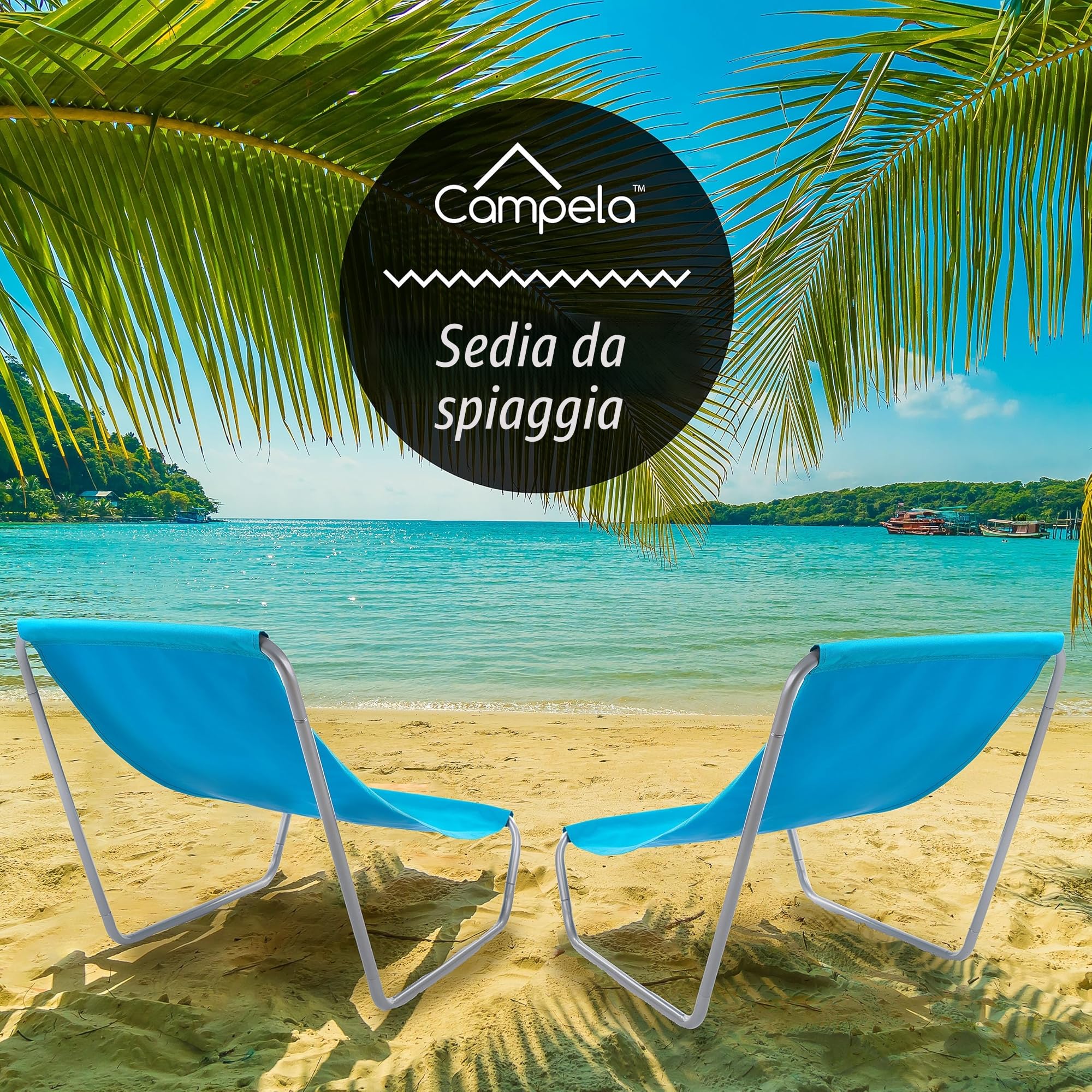 Sedia a Sdraio da Spiaggia Pieghevole – Oxford 600D Impermeabile & Ultraleggera – Per Mare, Giardino, Campeggio – Telaio Acciaio 19 mm con Borsa – Portata 90 kg – Blu