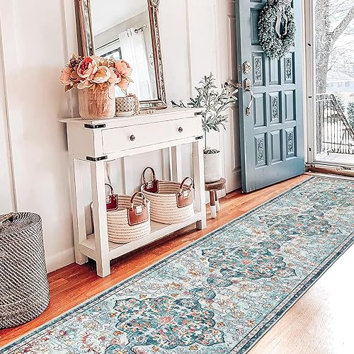 Miniatura 6 de Pauwer Tapete de pasillo de 2 x 10, tapete bohemio rústico lavable con parte trasera de goma antideslizante, para pasillos, cocina, lavandería,