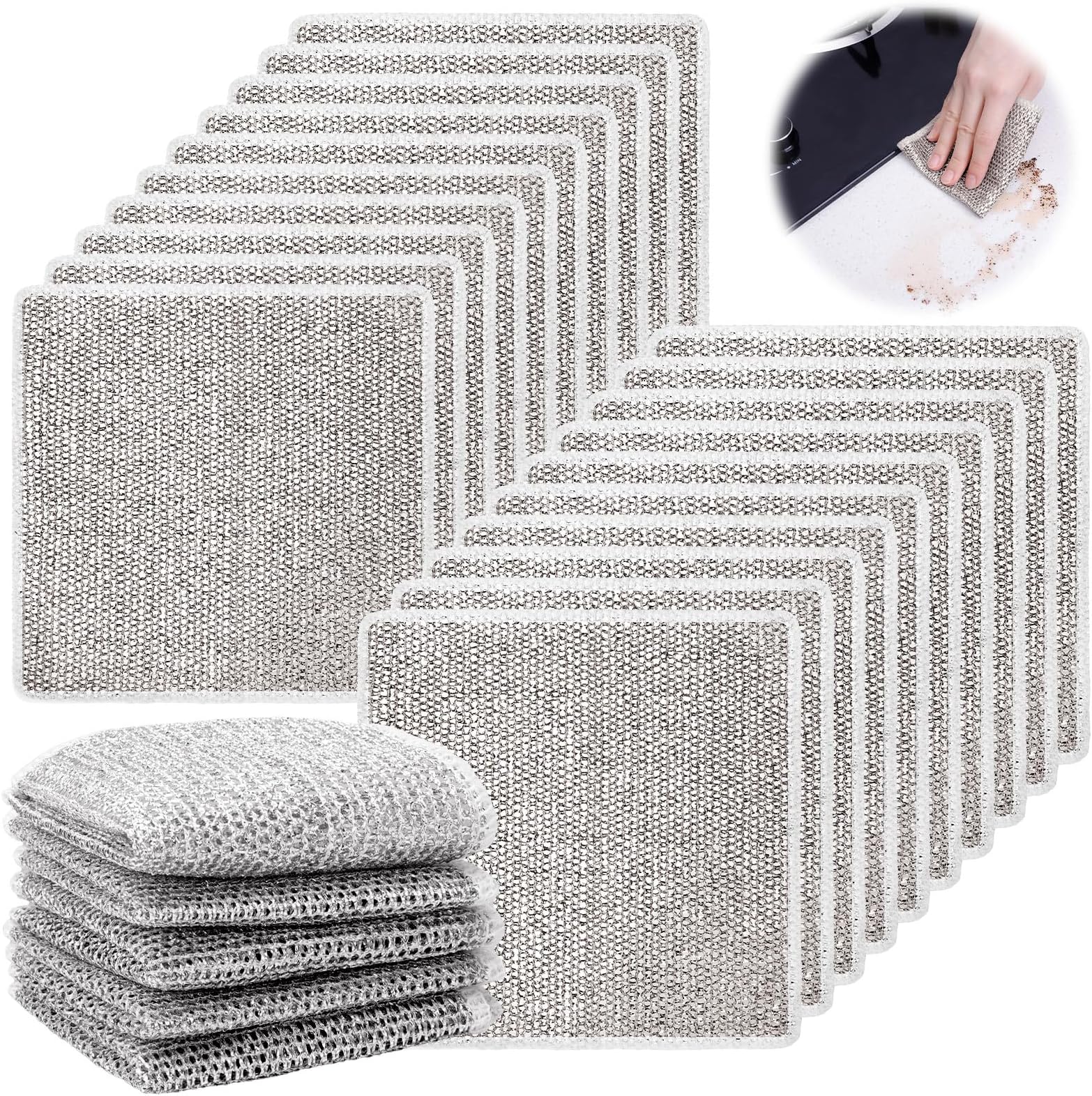 20 PCS Multipurpose Dishwashing Rags for Wet and Dry, Reusable Kitchen Cleaning Dish Towels Lint Free Duster Cloth Non-Scratch Dishcloth Cleaning Cloths for Kitchen