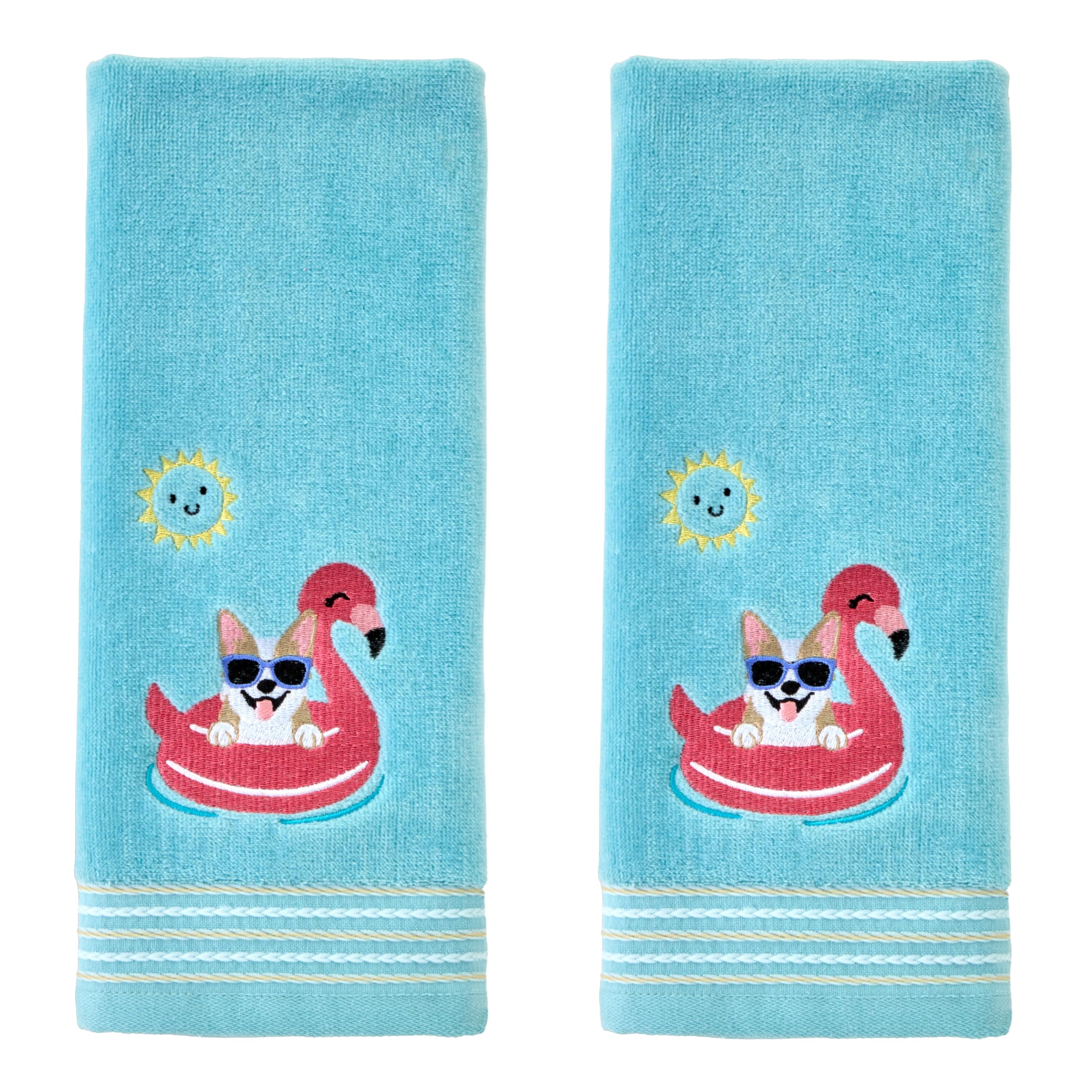 SKL Home 2er Set Handtücher Mit Süßem Corgi-Motiv – Weicher Baumwoll-Velours, Für Bad & Küche