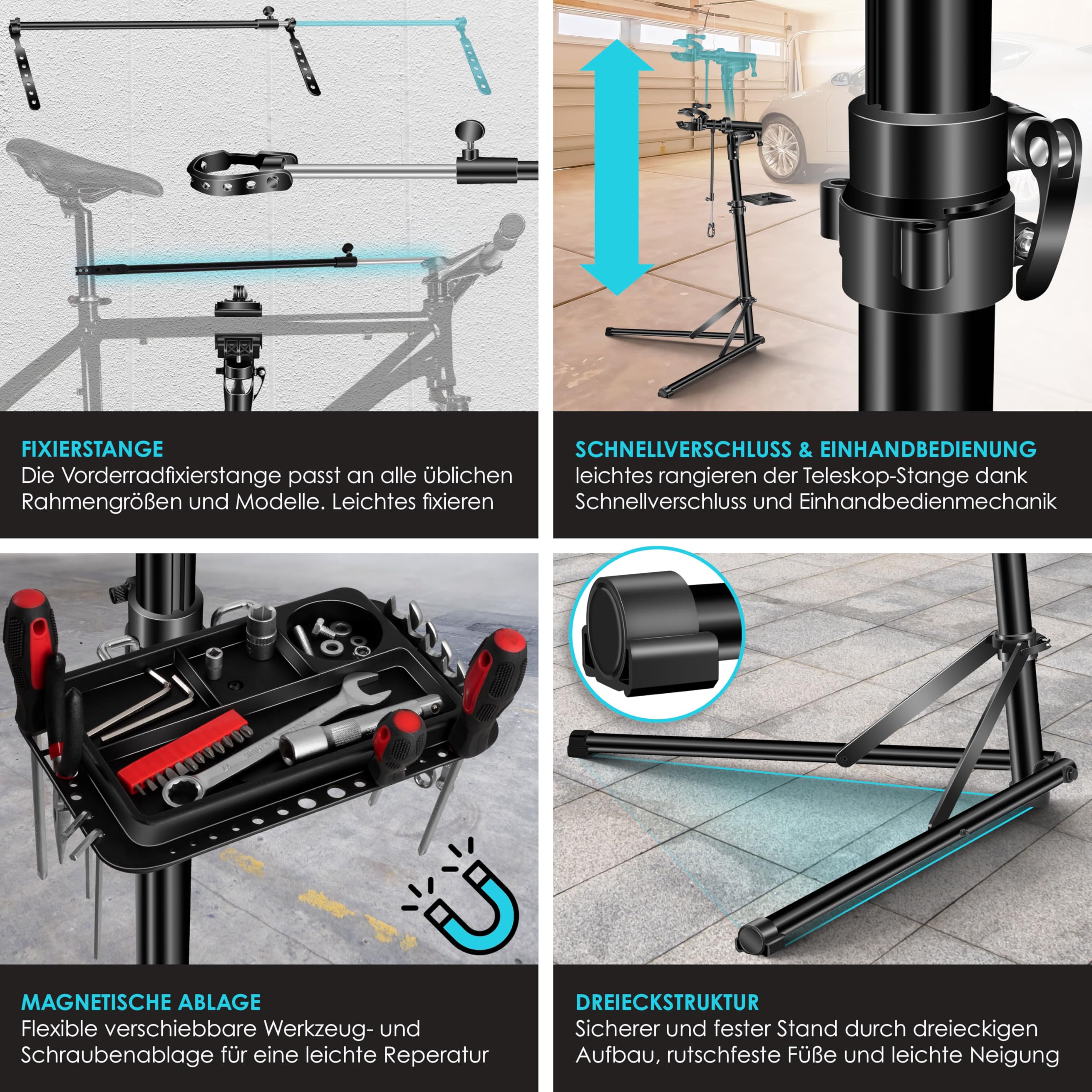 KESSER® Soporte de Montaje para Bicicletas, Soporte de reparación Profesional de Aluminio para Bicicletas de montaña, Bicicletas eléctricas, Soporte de Montaje de Alta Resistencia