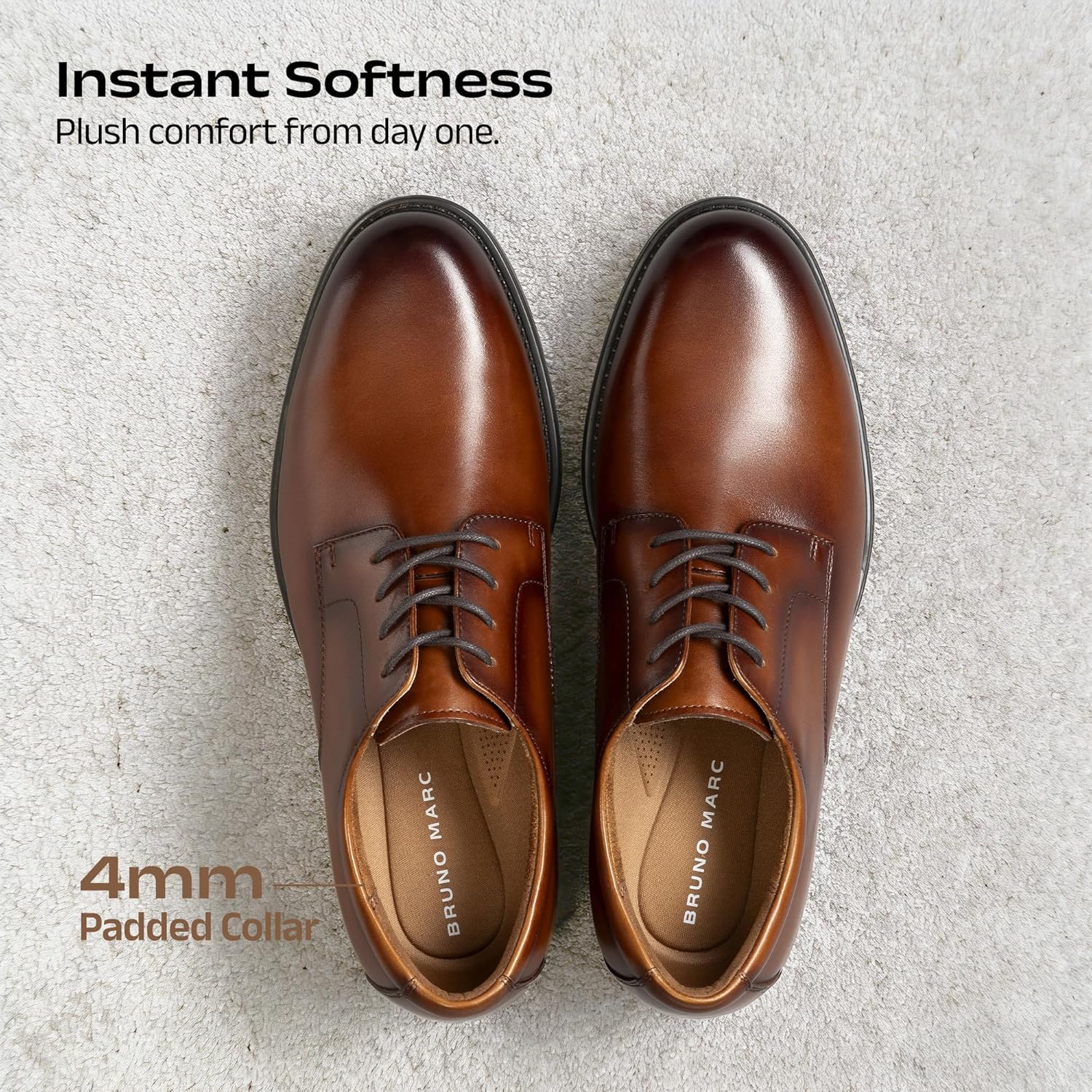 Bruno Marc Men's Classic Leather Dress Shoes Comfort Oxfords Business Formal Lace Up Shoes - Image 6