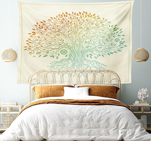 Ambesonne Tapiz de árbol de la vida, mandala cultural tribal con patrón de árbol de la vida, colgante de pared ancho para dormitorio, sala de estar,