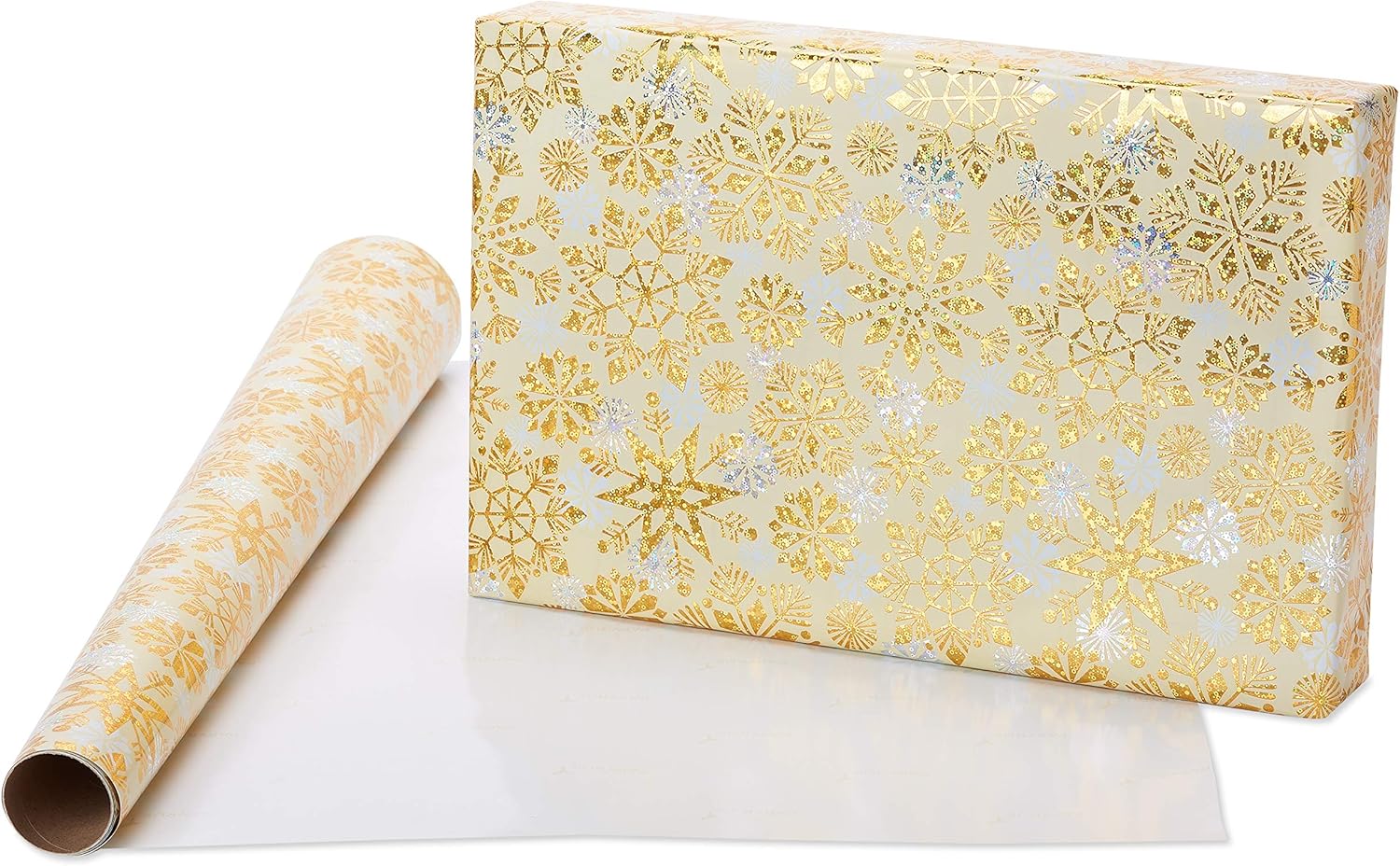 Papyrus Wrapping Paper Rolls for Christmas, Hanukkah, and All Holidays, Snowflakes Print and Metallic Silver (3 Rolls, 62.5 sq. ft.)