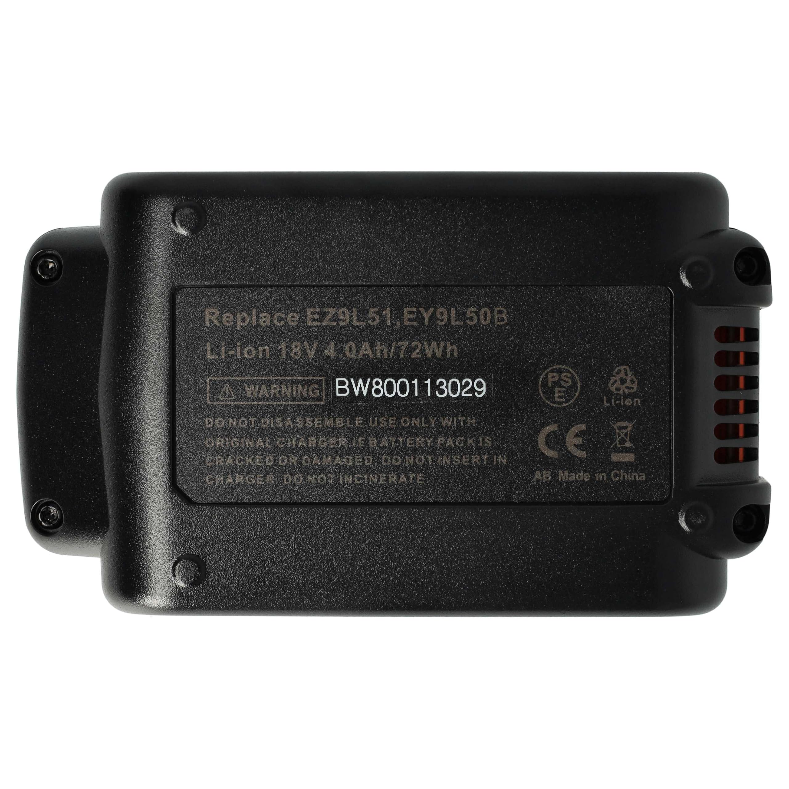 vhbw batteria sostituisce Panasonic EY9L54, EY9L54B, EY9L53B per utensile (4000 mAh, Li-Ion, 18 V)