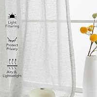 Deconovo Voile Függöny Lenvászon Textúra 280x140cm Szürke Karikás 2db 5