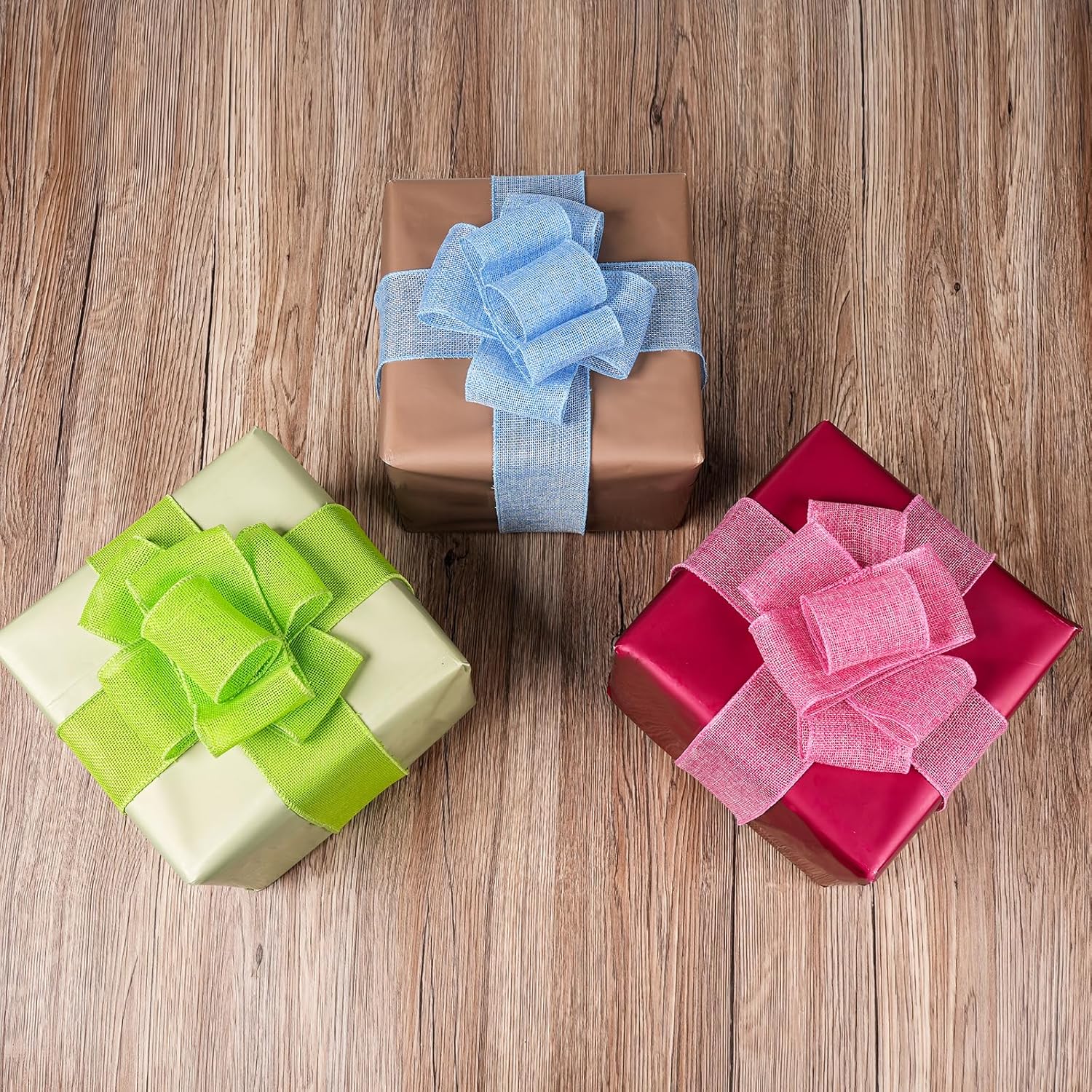 Burlap Wired Ribbon 2-1/2 Inch, Solid Ribbon with Wire Edge for Easter Big Bow, Outdoor Wreath, Gift Wrapping, 10 Yards/Roll.(Lime Green) - Image 2