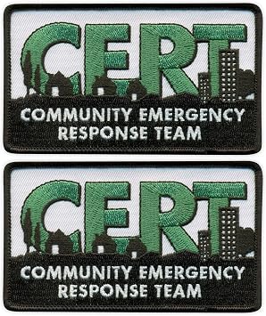 Set of Two - Patchion CERT - Community Emergency Response Team - Black Hook and Loop - Embroidered Patch/Badge/Emblem