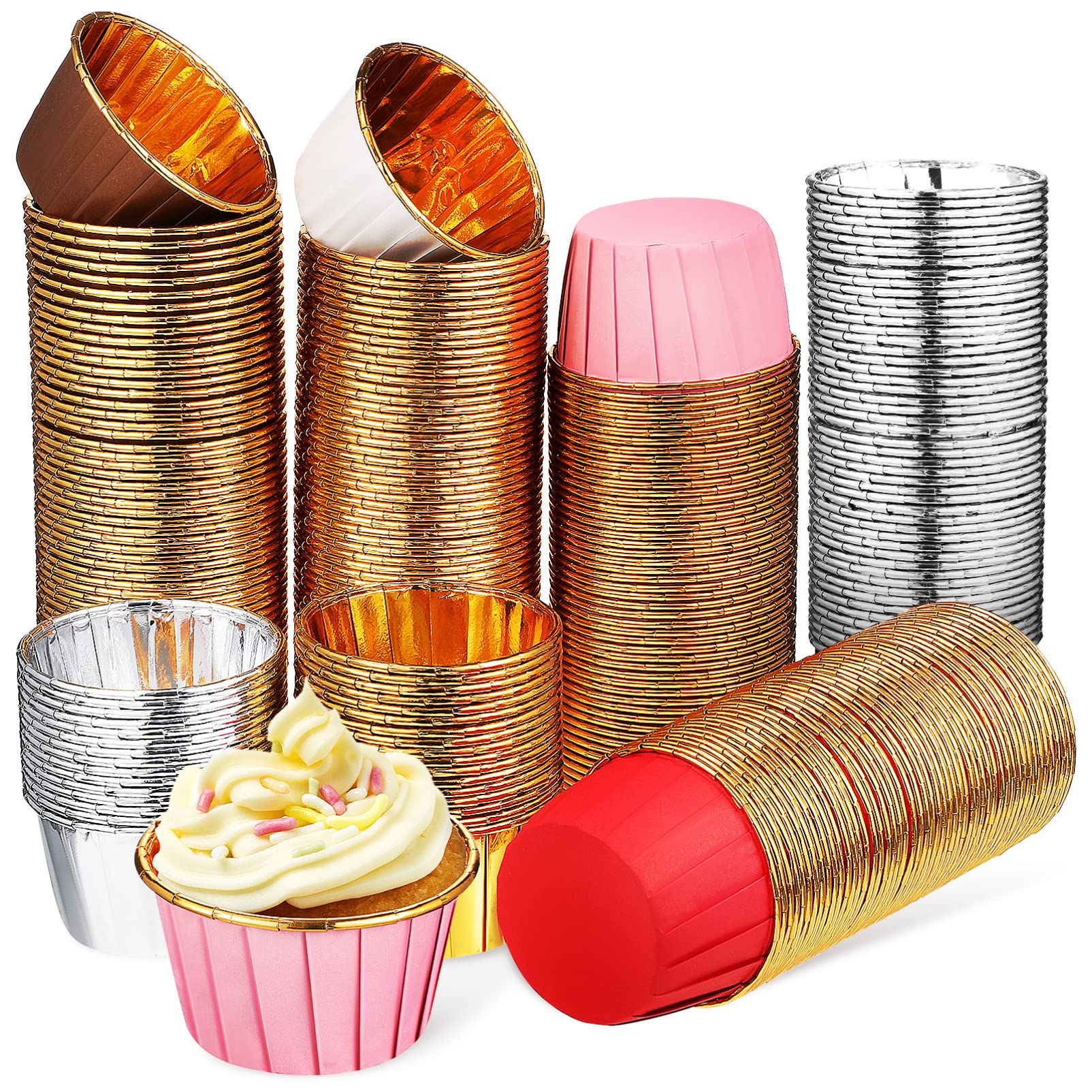 300 Pièces Tasse De Rouleau De Muffins Moules à Muffins Moules à Cupcakes Pour La Cuisson Résistant à L'huile Alèses Jetables Papier Composite Laminé Sertissage Coupe