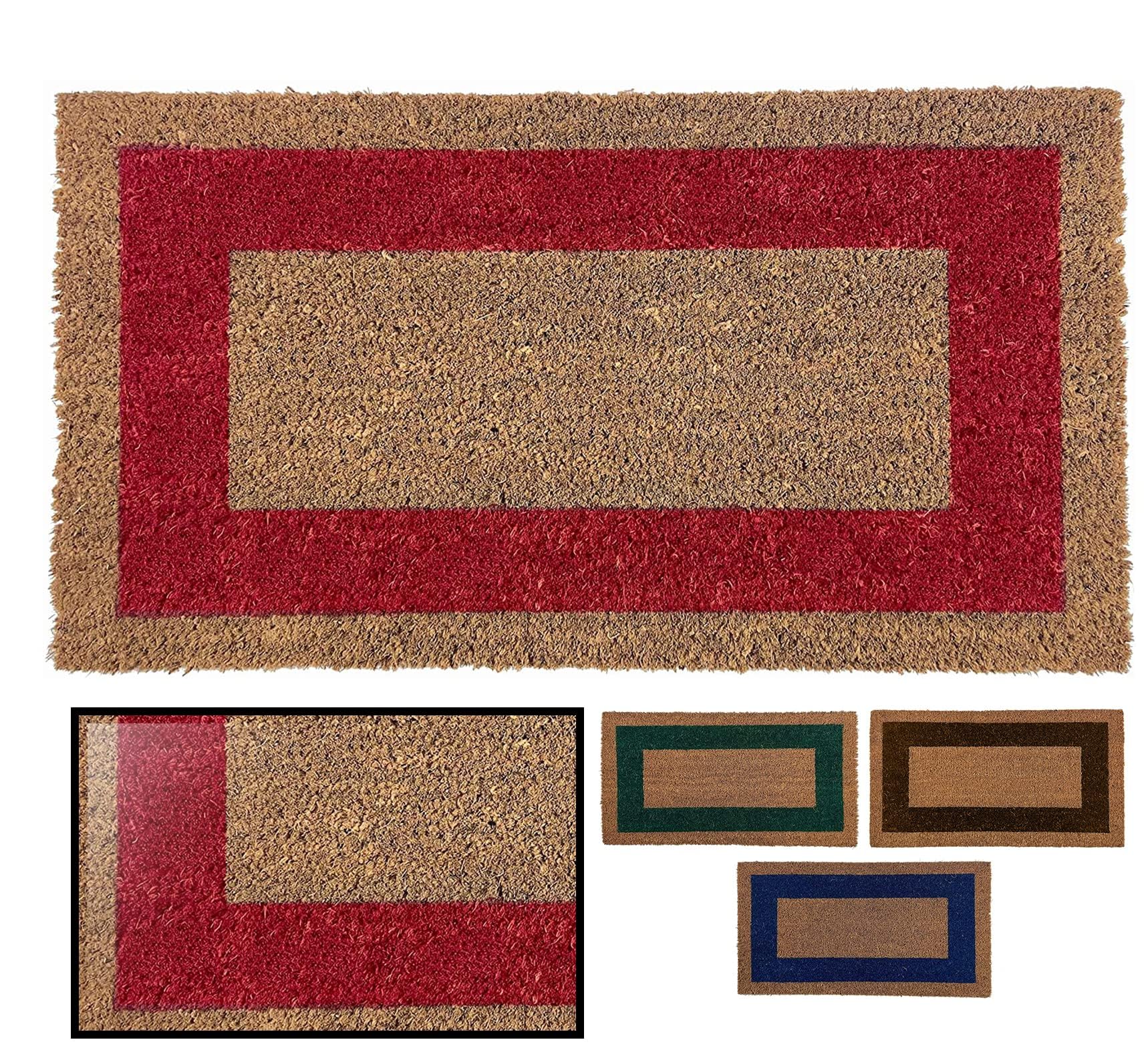 LUCA HOME - Felpudo Entrada casa - Felpudo Fibra de Coco Natural Antideslizante - Original y Elegante - Exterior e Interior - Resistente para hogar, Oficina, terraza y jardín (Rojo, 80 x 140 cm)