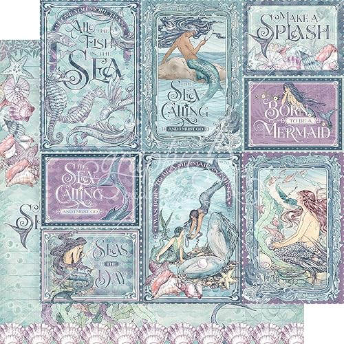 Miniatura 4 de Graphic 45 Make a Splash - Paquete de colección de 12 x 12 con temática de sirena y patrones y colores sólidos