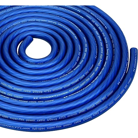 Conext Link Blue Copper 5 Thunder Cable 1/0 AWG 0 GA Full...