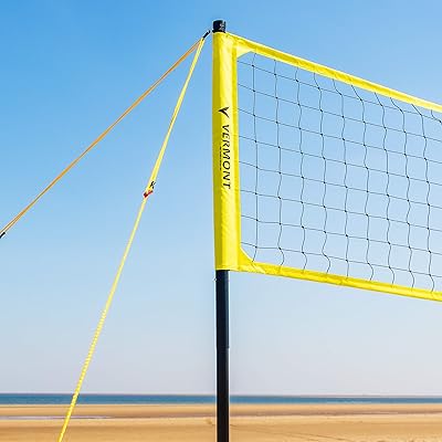 Vermont Ensemble de volleyball portable | Filet de volleyball de plage et Pro | Filet de volleyball de plage | Filet de volleyball et de badminton | Poteaux télescopiques en aluminium