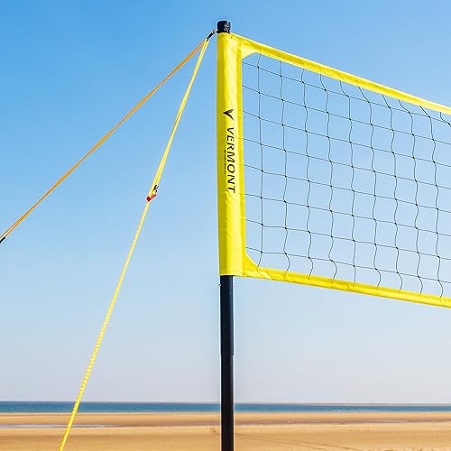 Vermont Portable Volleyball Sets Beach or Standard Volleyball Training Equipment - Volleyball Posts, FIVB Nets, Guy Ropes & Carry Bag Volleyball