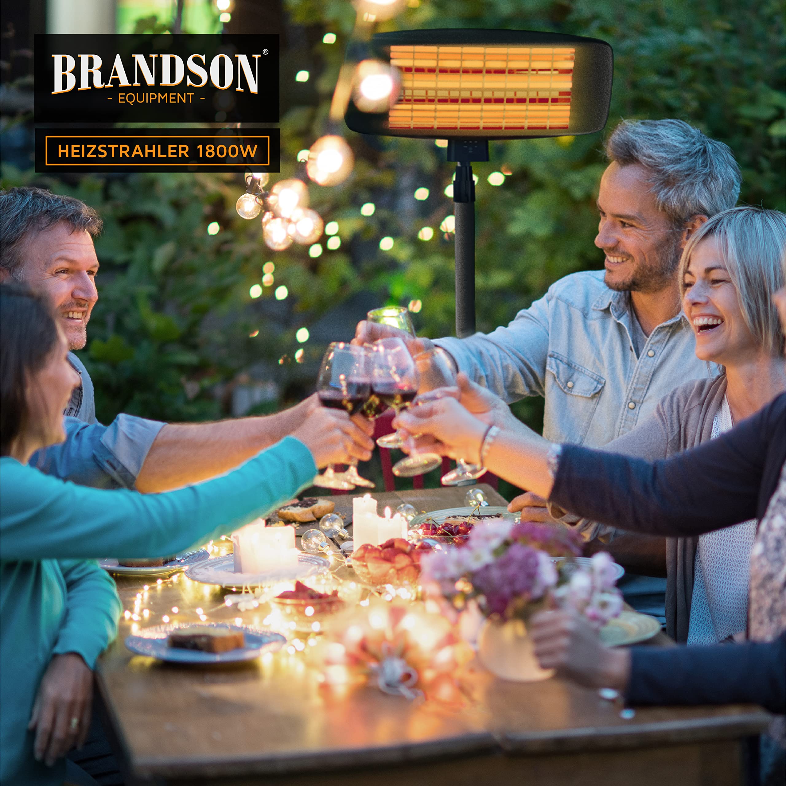 Brandson - Infrarot Heizstrahler mit Fernbedienung - Heizlüfter Terrassenheizstrahler - 3 Leistungsstufen Heizelemente - Inkl. Fernbedienung - LED Power-Indikator - Wandhalterung
