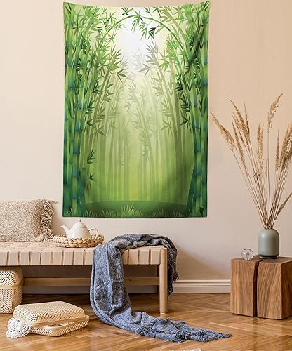 Miniatura 83 de Ambesonne Tapiz de fantasía, paisaje de fantasía con reloj, rayos de cielo de ensueño desde el techo, arte ficticio, colgante de pared ancho para