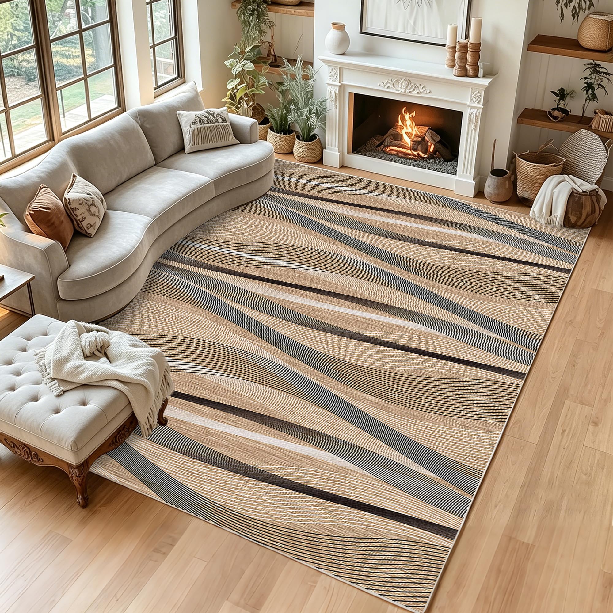 Tapis de sol lavable et antidérapant 140x160 cm pour intérieur moderne
