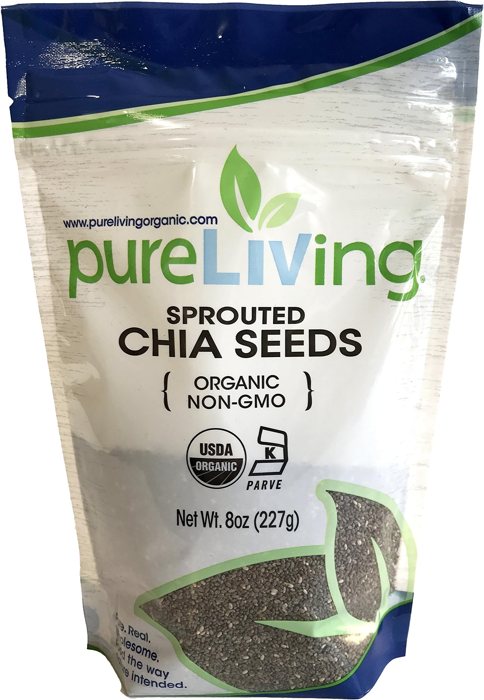 Pure Living - Organic Sprouted Chia Seeds - 8 Ounce