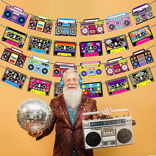 Miniatura 9 de Cinta de casete para fiestas, decoración de fiesta, 4 unidades de radio, boombox, decoración de fiesta de 1980, decoración de fiesta de hip hop,
