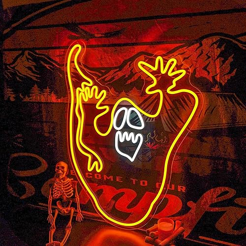 Miniatura 9 de AKOLENM Letrero LED de neón de fantasmas de Halloween, decoración de Halloween, letrero de luz de neón fantasma para fiesta de Halloween, bar,