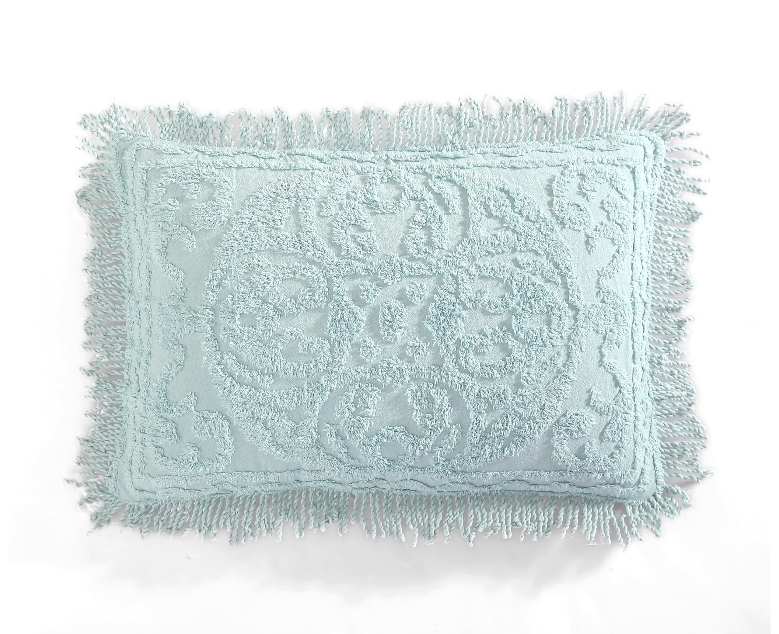 Beatrice Home Fashions Medallion Standard Cotton Chenille Sham, Blue