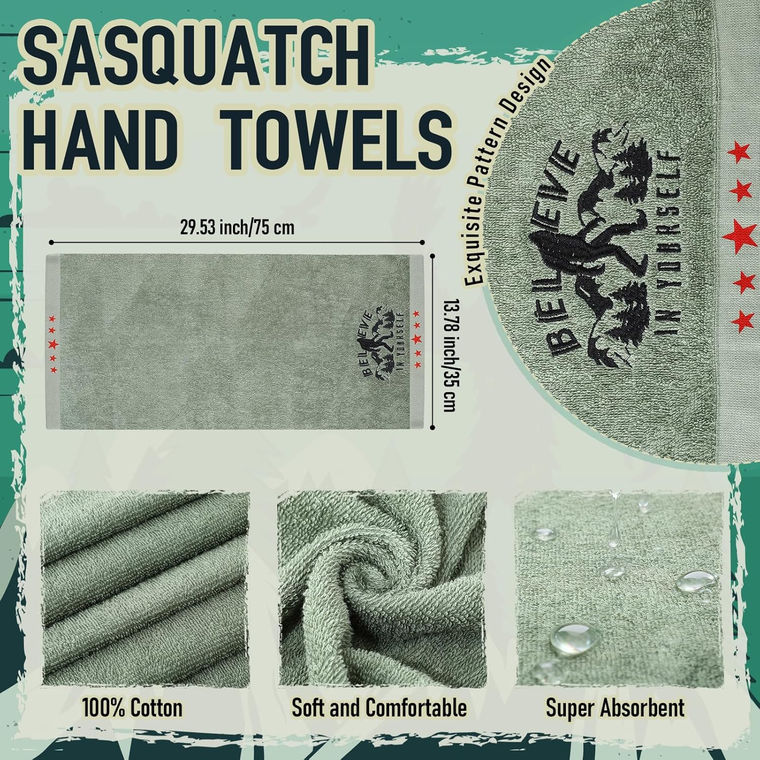 3 Pcs Bigfoot Gifts for Men Funny Sasquatch Travel Set with Leather Toiletry Bag Cotton Socks Hand Towel Novelty Gift for Men Husband Dad Camper - Image 3