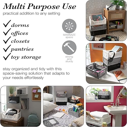 Miniatura 4 de Simplify Caja de almacenamiento plegable de 15 LT  Grande  Plegable  Apilable  Papelera de plástico  Organización del hogar  Dormitorio  Oficina