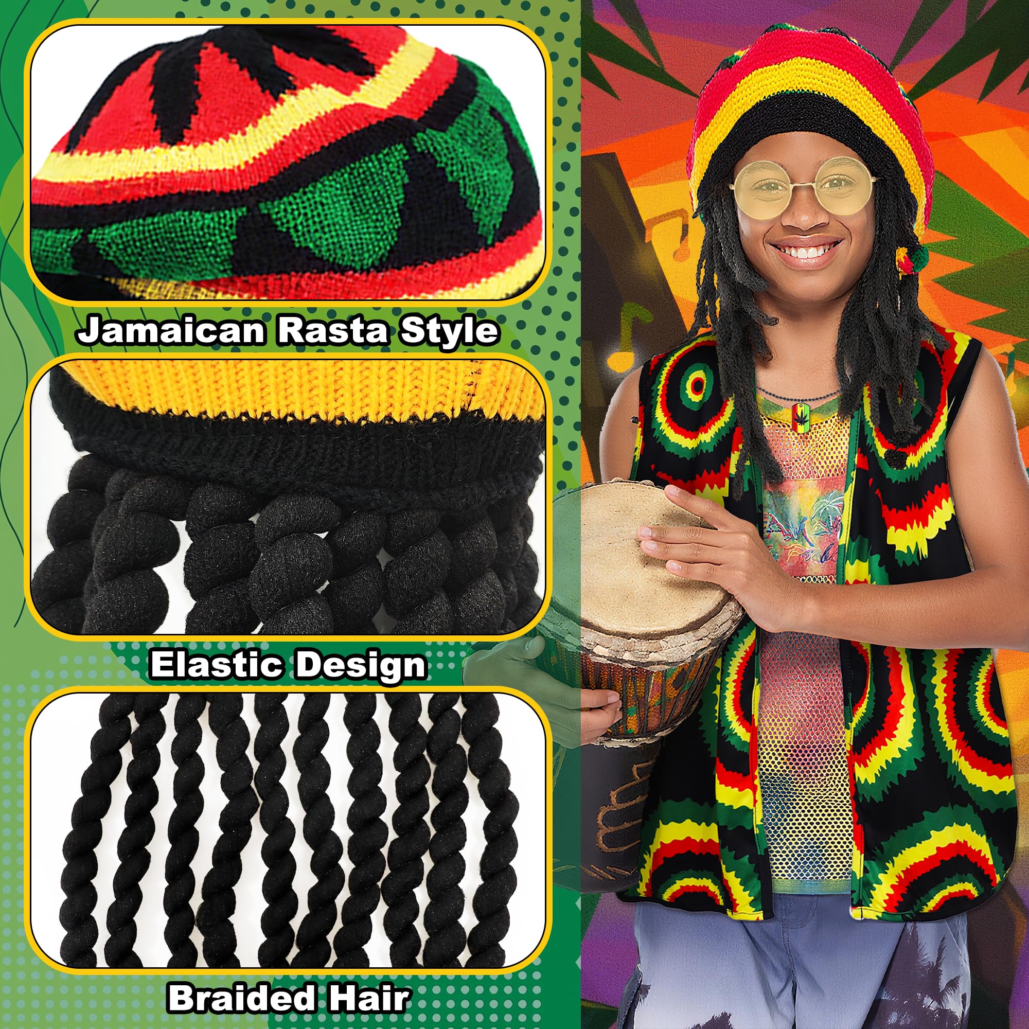 Bryndo 5 Pcs Reggae Fancy Dress Costume Accessories - Image 4
