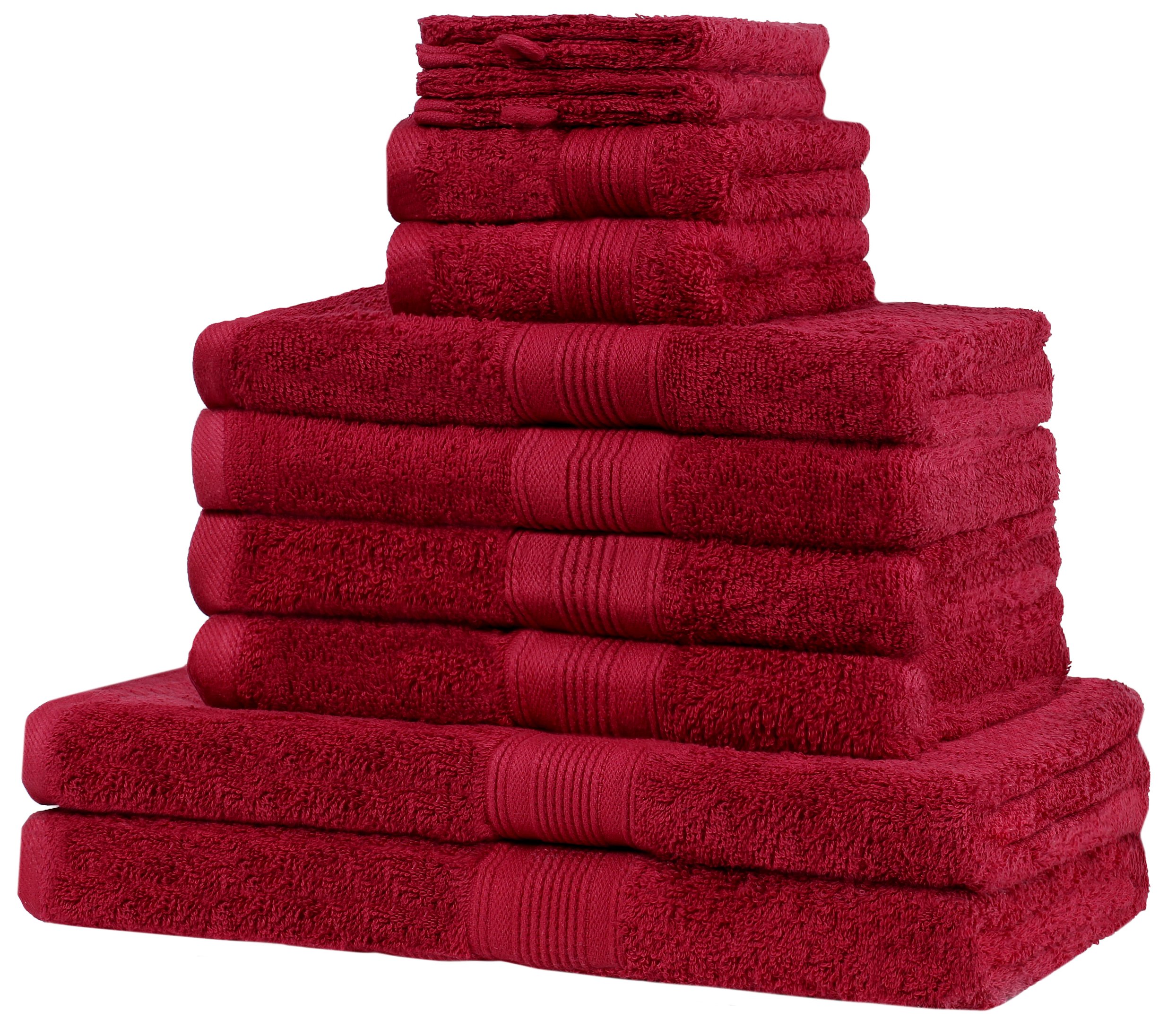 NatureMark 10tlg. Frottier Handtuch-Set Verschiedene Größen in Premium Qualität (10 TLG. Frottier Set, Bordeaux rot)