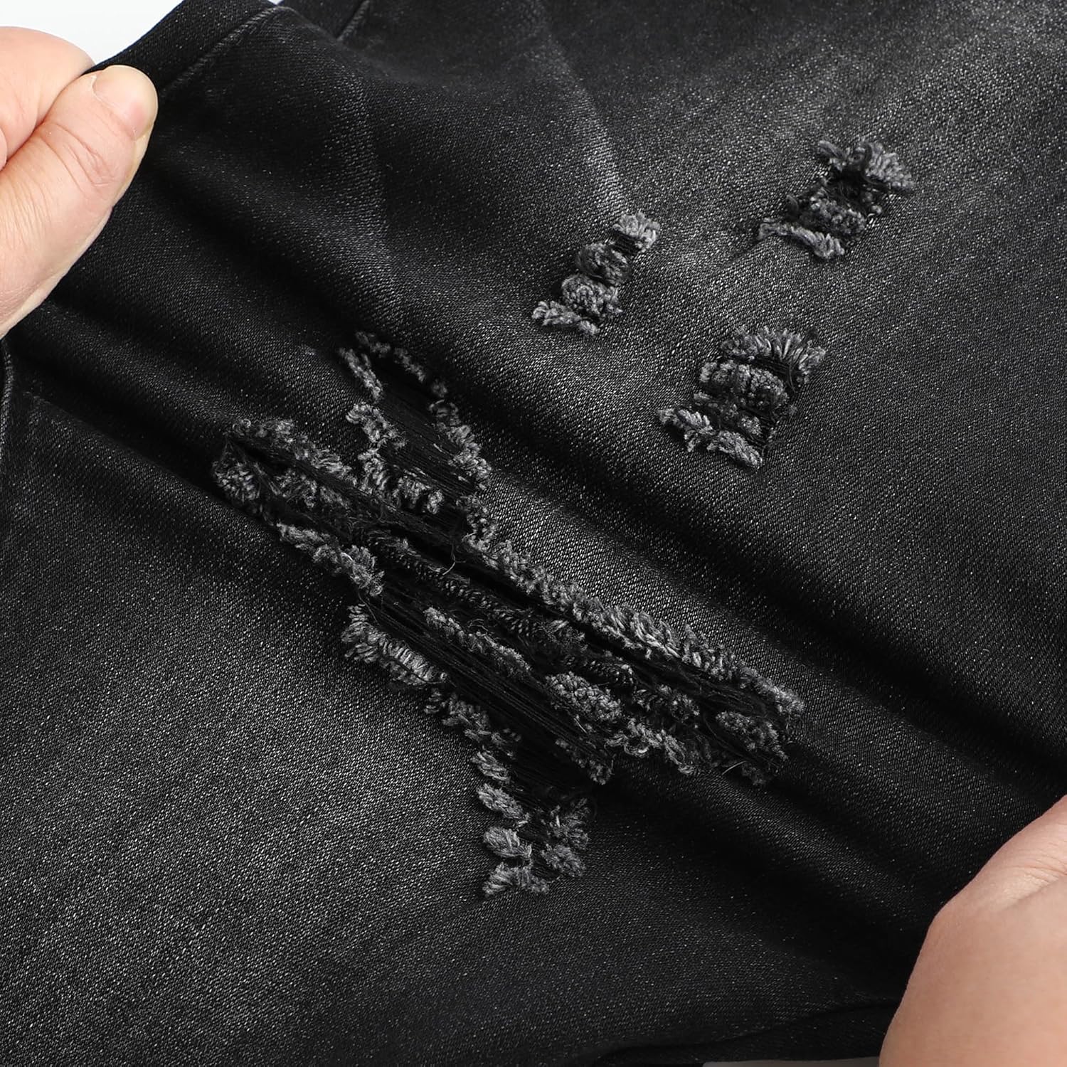 THUNDER STAR Womens Stretchy Mid Rise Flare Jeans Distressed Denim Bell Bottom Pants - Image 2