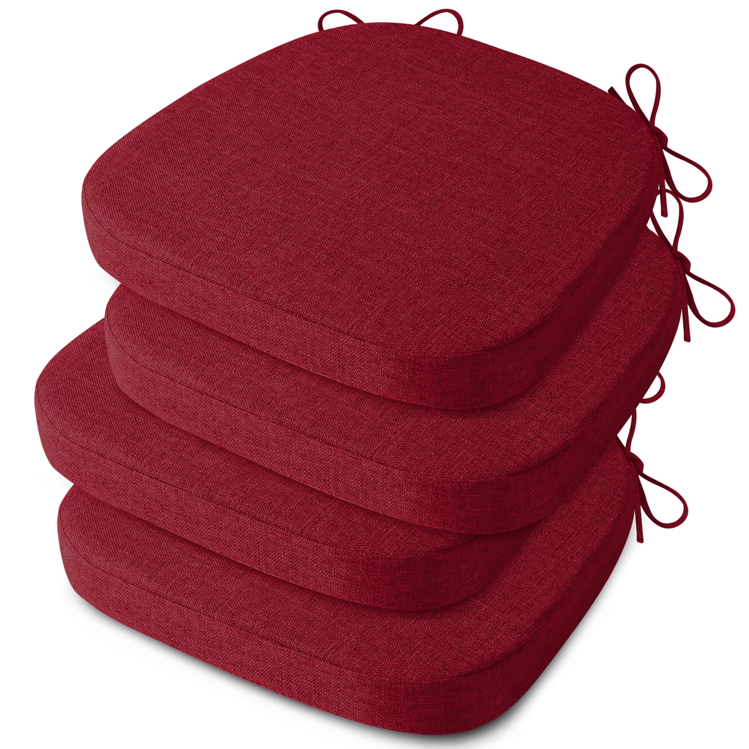AddGrace Dining Chair Cushions Set of 4, Anti-Slip, 41X41 cm, Red