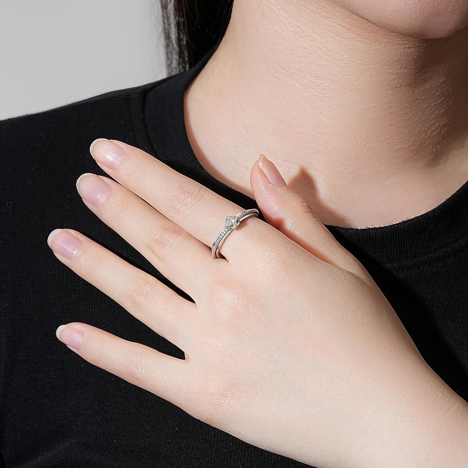 Sterling Silver Fidget Ring Chain Rose Flower Twisted Spinner Rings for Anxiety Relief for Women Men Jewelry Gift for Teens - Image 2