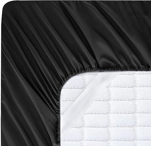 Miniatura 1 de Sábana bajera de tamaño matrimonial, sábana bajera individual, doble cepillado, microfibra, serie 2000, alta cantidad de hilos, sin arrugas, fácil