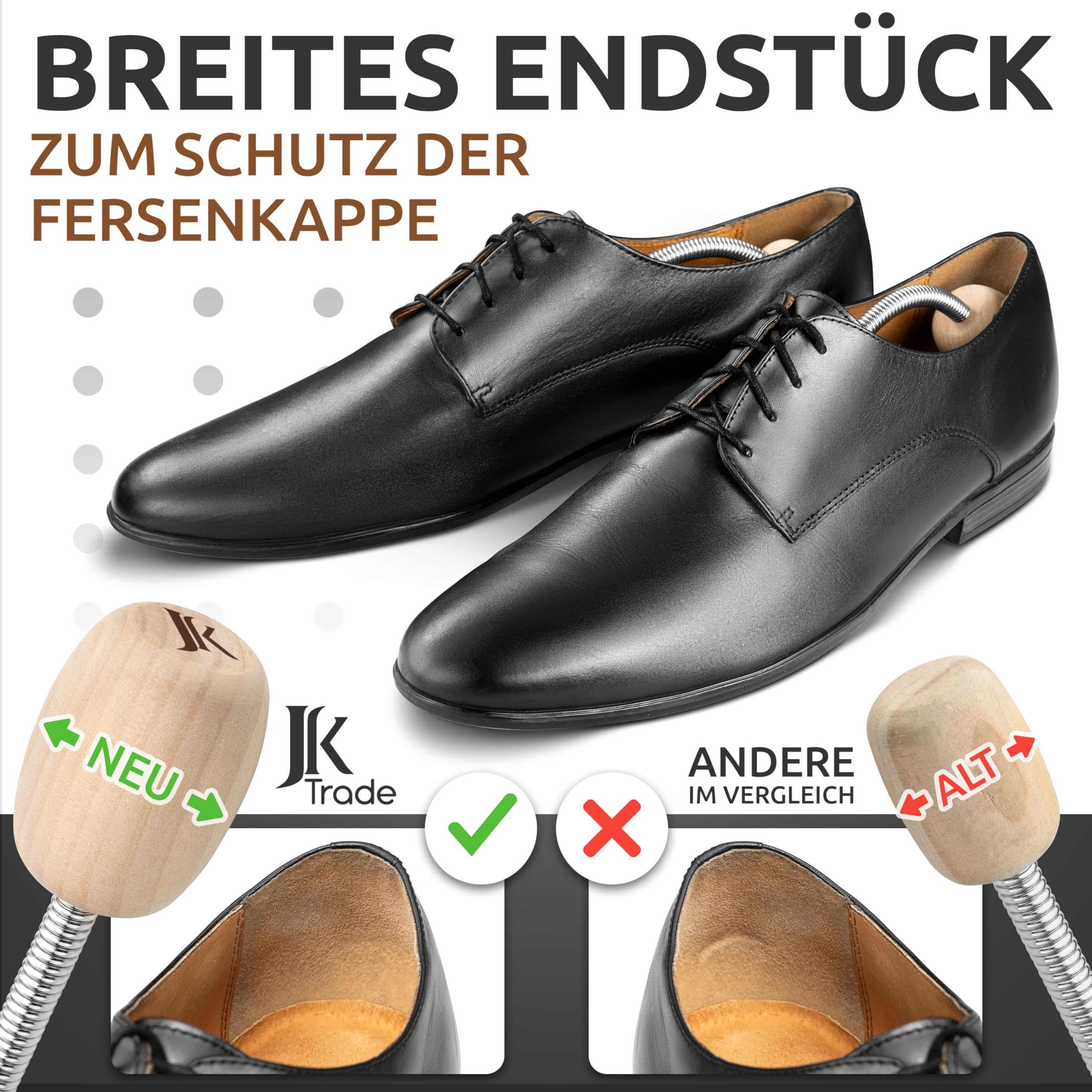 JK Trade® Embauchoirs de chaussures de qualité supérieure pour homme - En bois de lotus - Pour chaussures - Pour agrandir la forme - Pour affiner la forme - Tailles 36 à 48