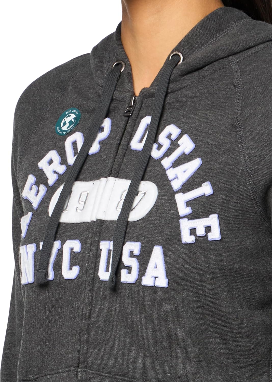 AEROPOSTALE Women's Knit Arch Fleece Zip Front Fleece Hoodie - Image 3