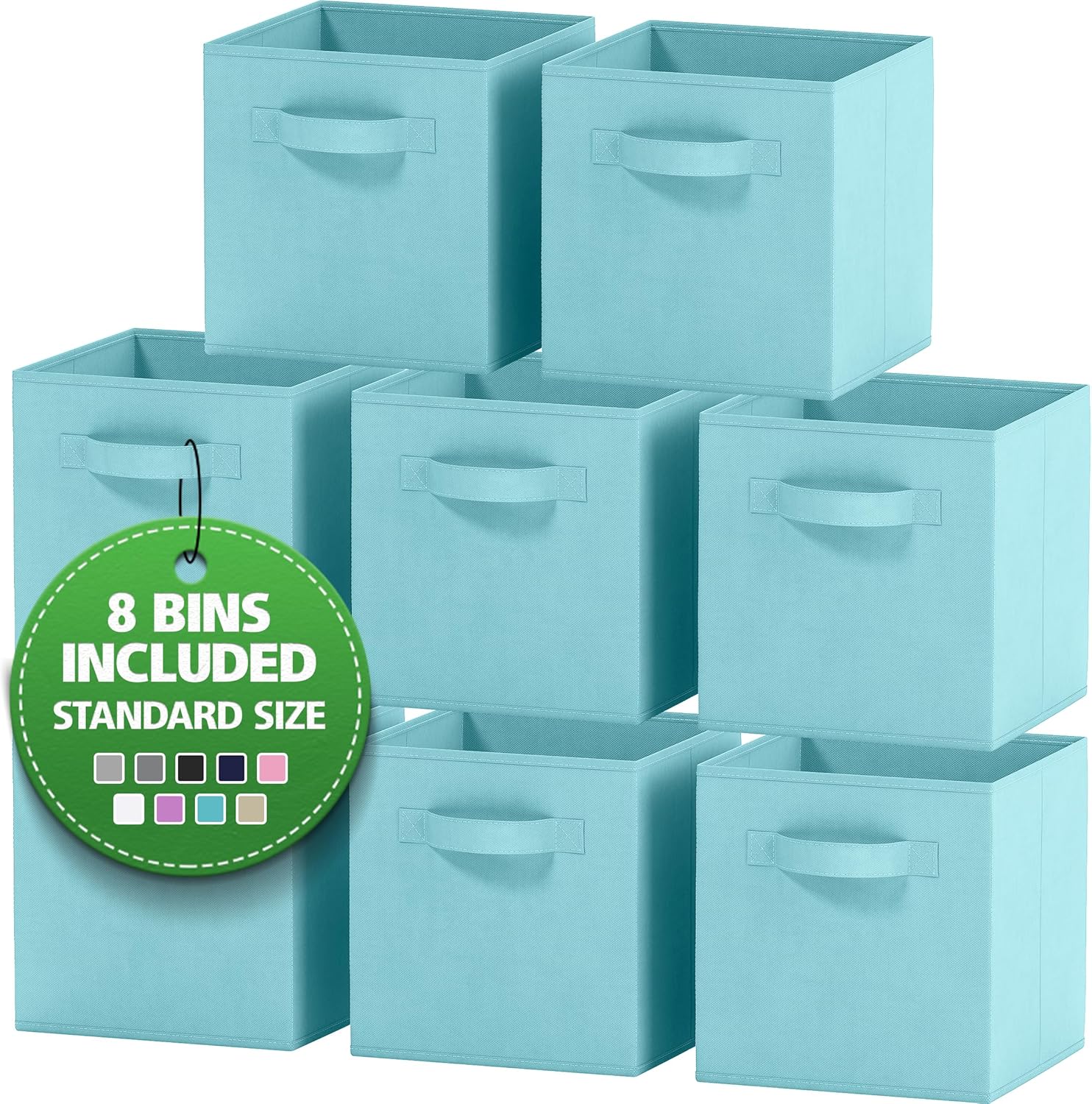 Fabric Storage Cubes for Cube Organizer – 8 Pack Heavy Duty Aqua Blue Storage Bins – 11 Inch Cube Storage Bin, Use As A Clothes Storage Box In Closet, Baskets For Shelves or Cubbies Storage Organizer