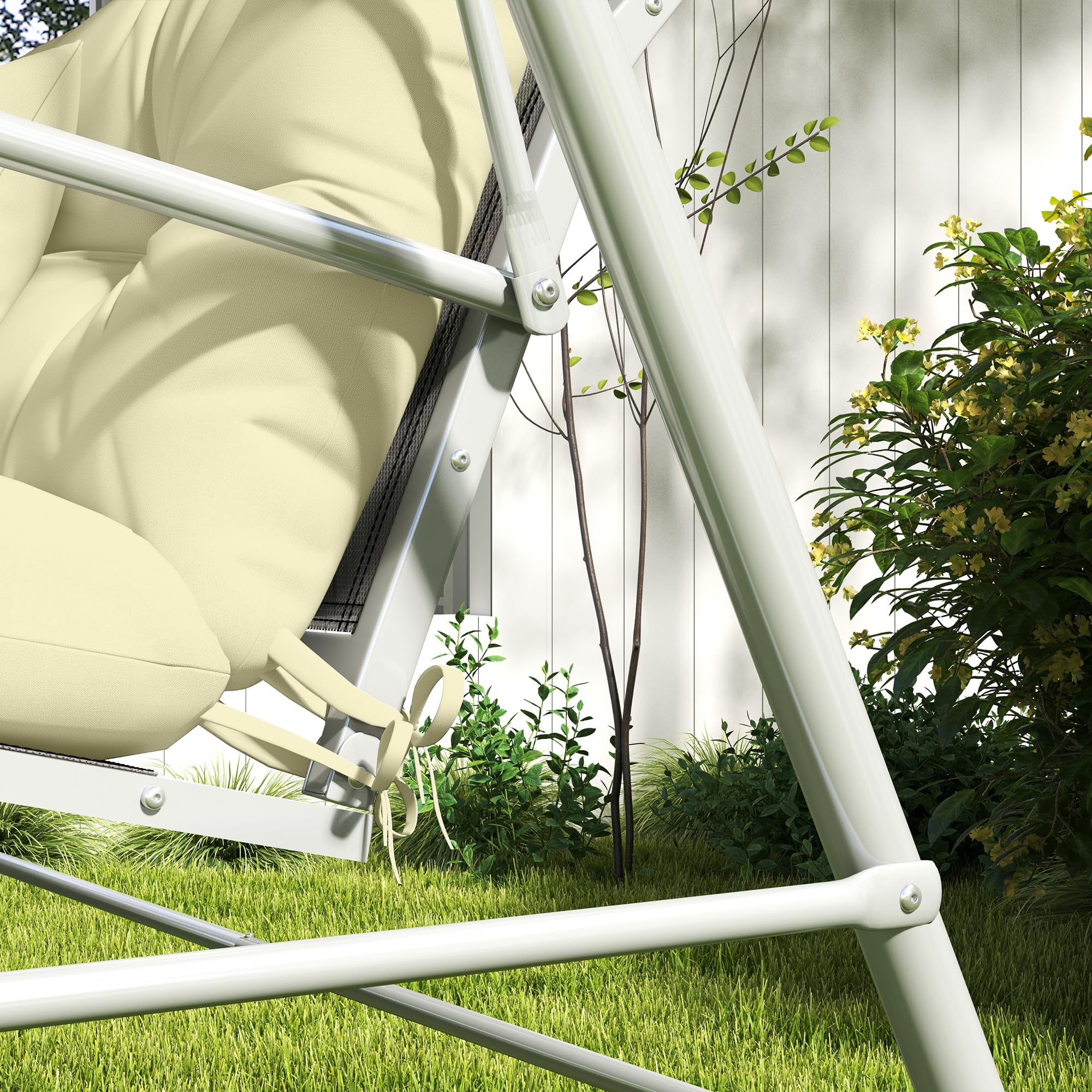 Outsunny Ensemble de 4 Coussins d'Extérieur pour Balancelle de Jardin Crème | Coussin d'Assise, de Dossier, 2 Oreillers